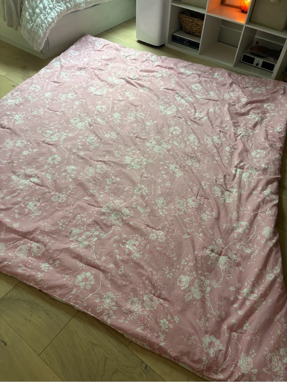 LoveShackFancy Pink and White Floral Quilted Comforter